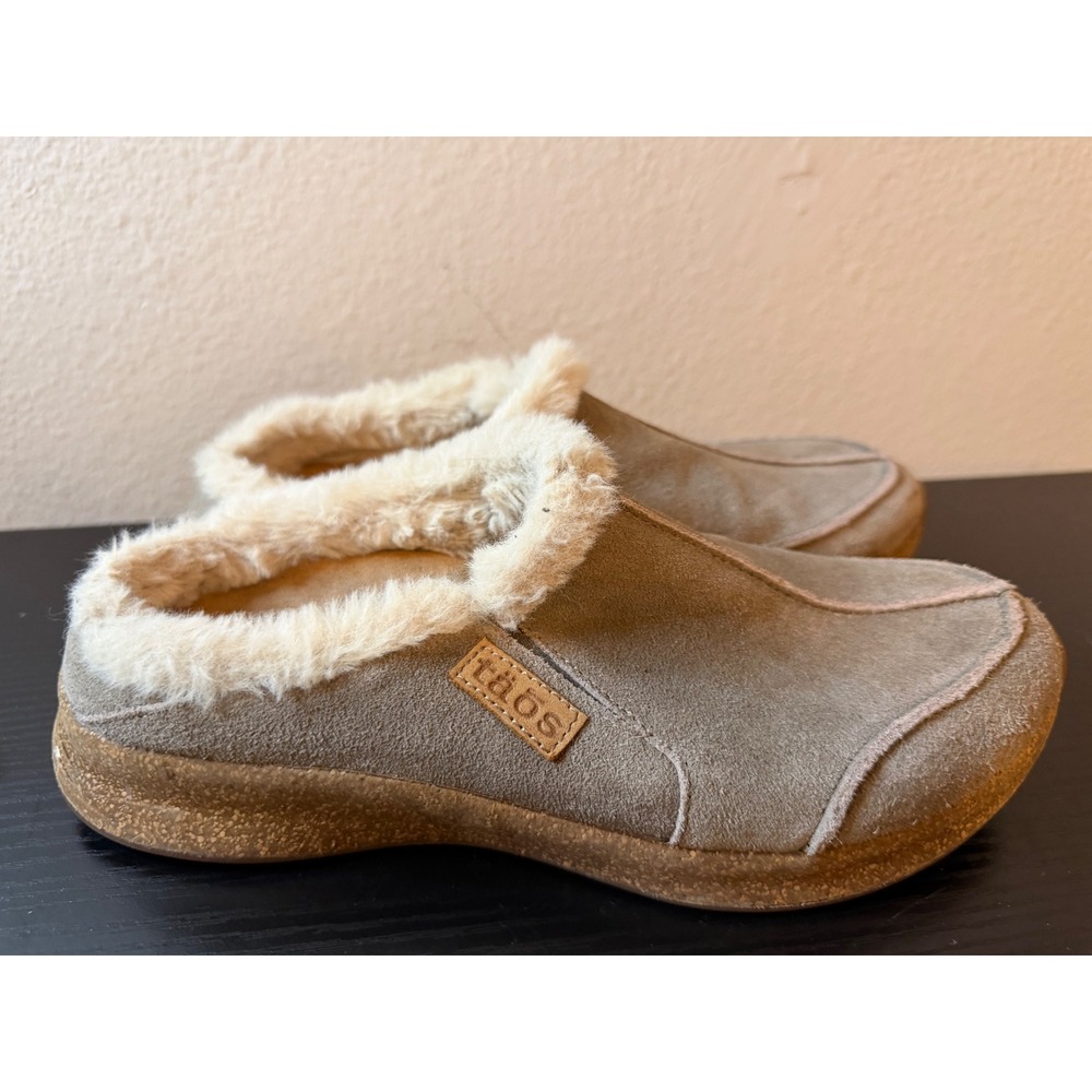 Taos Future Taupe Suede Faux Fur Lined Clog Mules FTR-14064 Womens 8